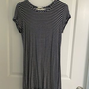 Navy blue/white strip T shirt dress, like new.